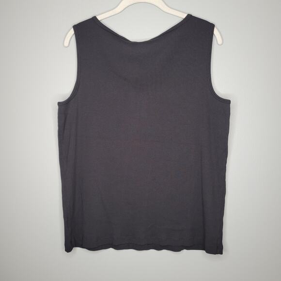 Lauren Ralph Lauren Tank Top Womens Size 2X Basic Black Ribbed Knit 100% Cotton - Picture 4 of 7